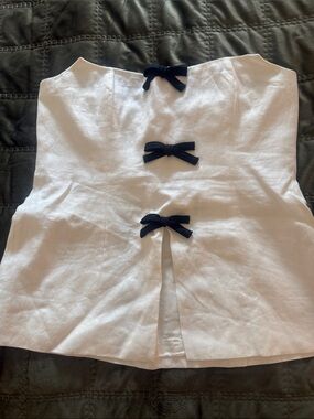Reformation White Strapless Top with Black Label Detail